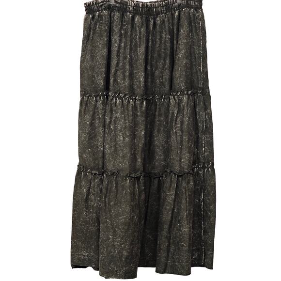 Zenana Maxi Skirt Womens Size Large Dark Green Tiered Goblincore Gypsy - Picture 3 of 4